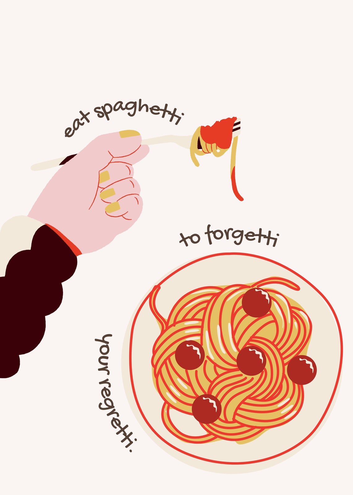 Funny Eat Spaghetti to Forgettti Wall Art