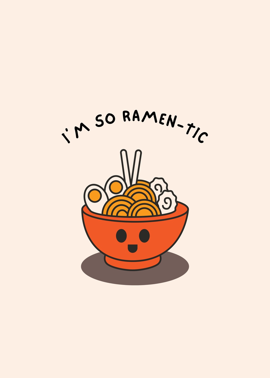 Cute Ramen Kawaii "So Ramen-tic" Wall Art