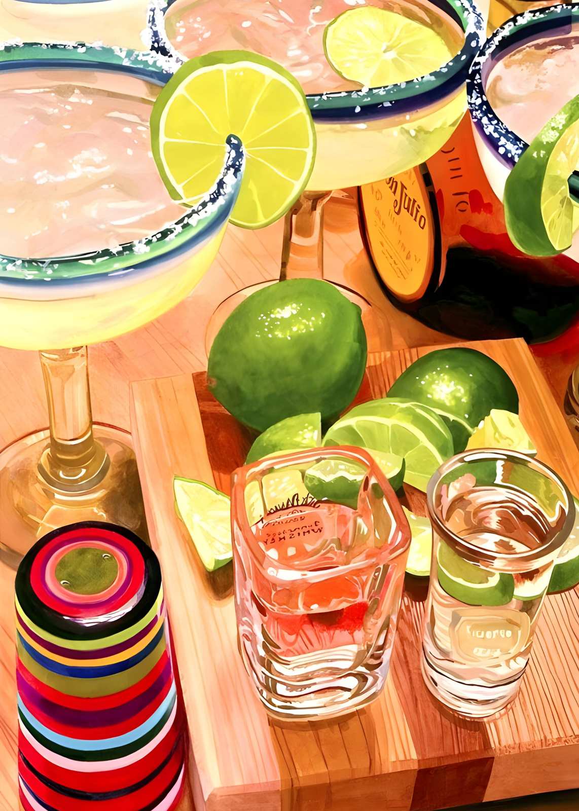 Vibrant Margarita & Tequila Sunset Wall Art
