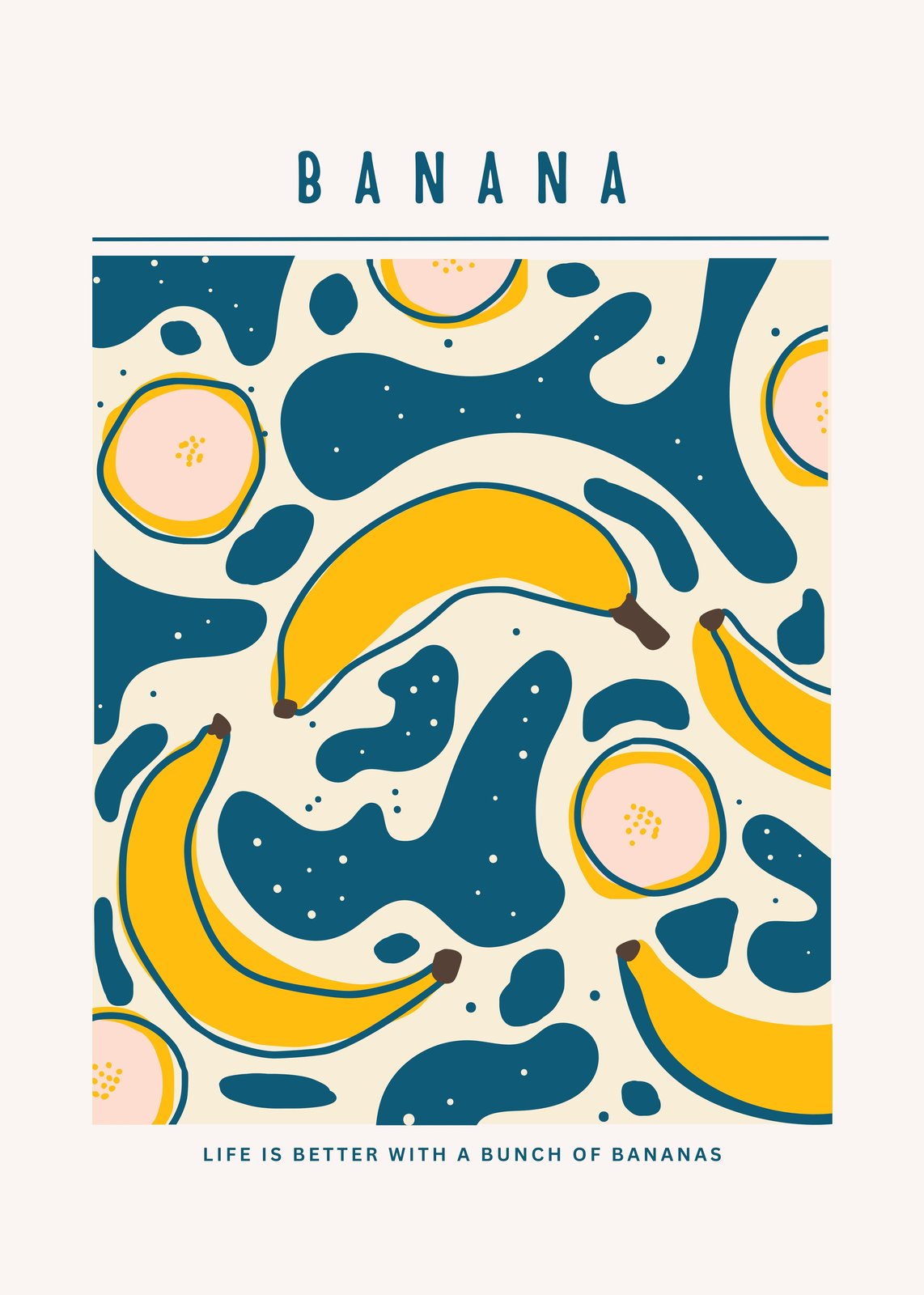 Fun Banana Pattern Wall Art - Modern Kitchen Art