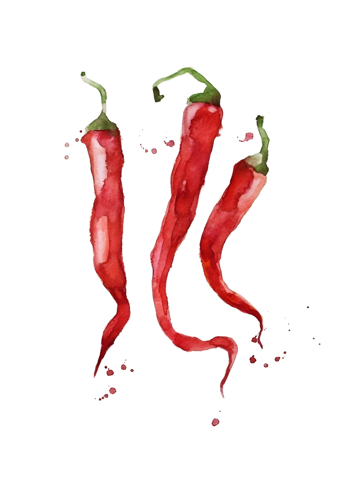 Spicy Flair Watercolor Chili Peppers Wall Art