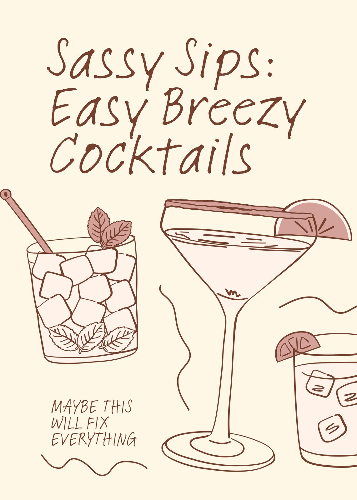 Sassy Sips Easy Breezy Cocktails Wall Art