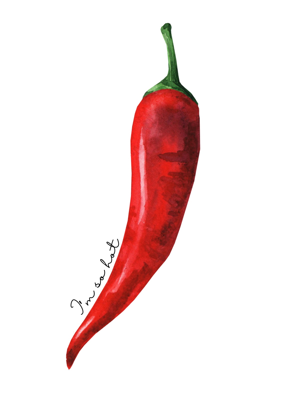 Red Chili Pepper "So Hot" Watercolor Wall Art