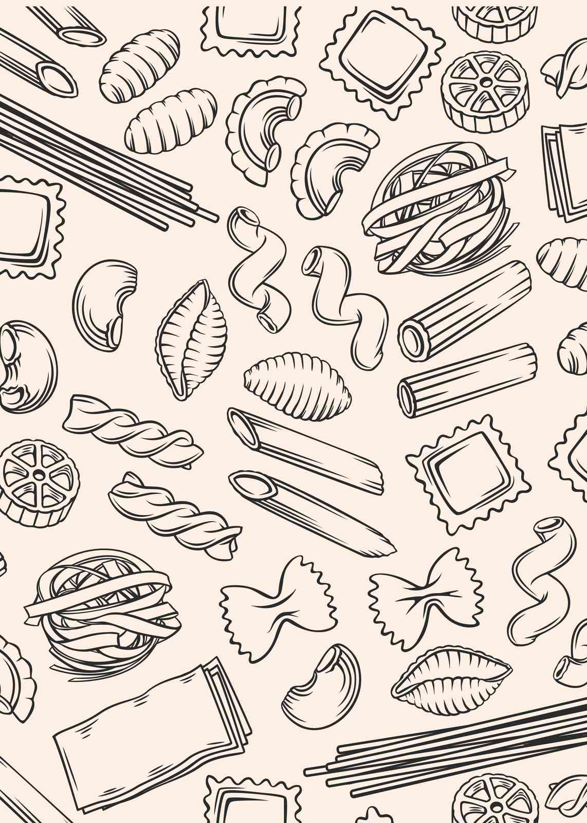 Whimsical Pasta Pattern Wall Art
