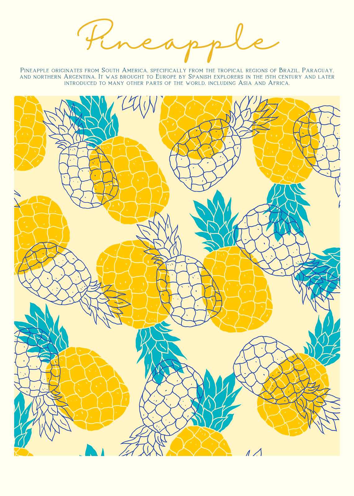 Vibrant Pineapple Pattern Wall Art