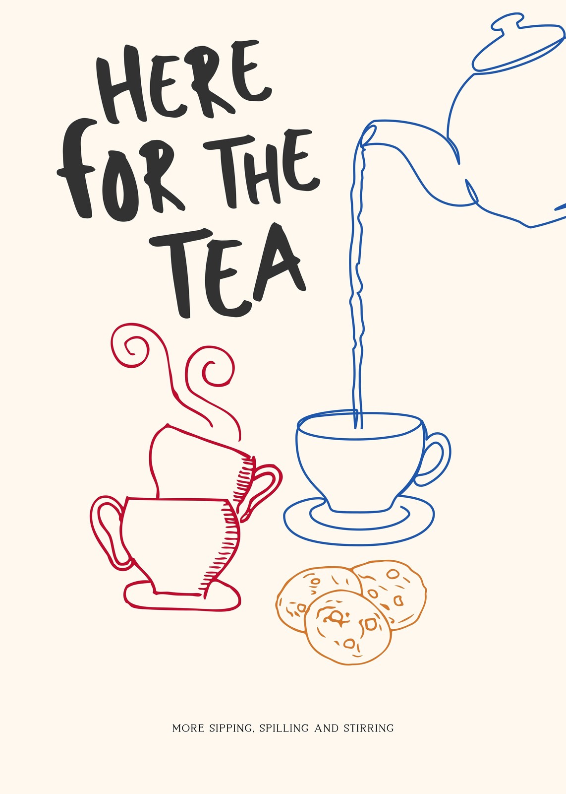 Here For The Tea Minimalist Wall Art