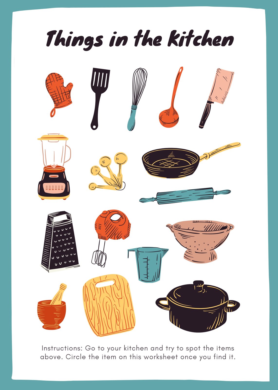Playful Kitchen Utensils Collection Wall Art