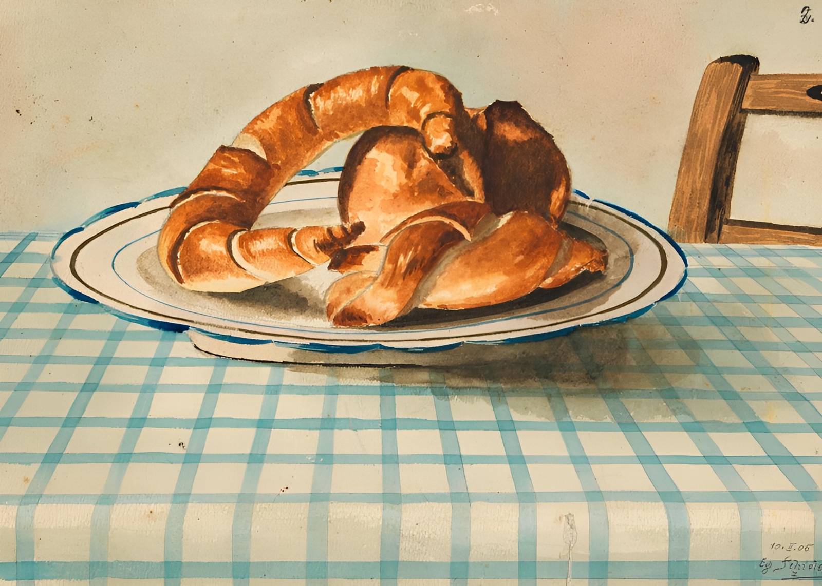 Fresh Baked Croissant Still Life Wall Art