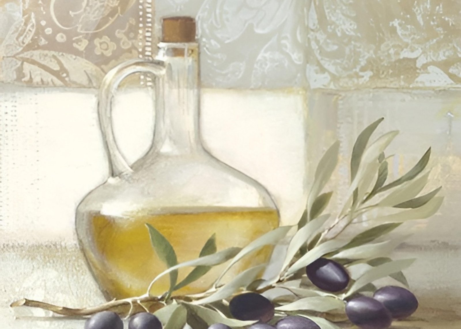 Elegant Olive Oil & Branch Wall Art