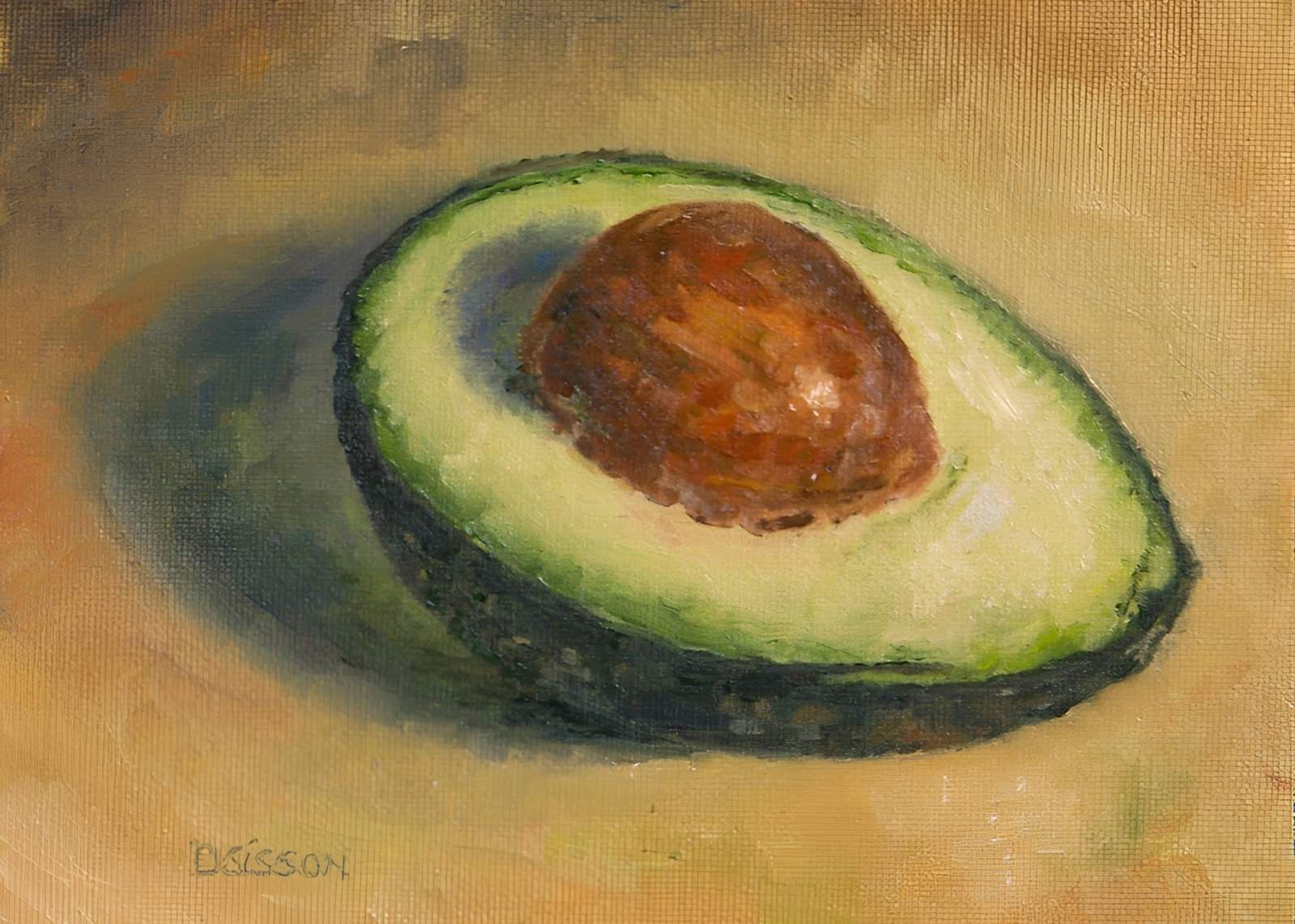 Vibrant Avocado Half Oil Painting Wall Art