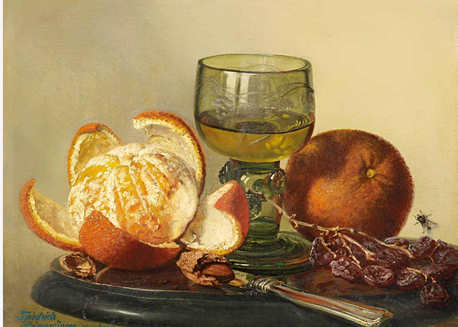 Classic Still Life Oranges & Wine Wall Art