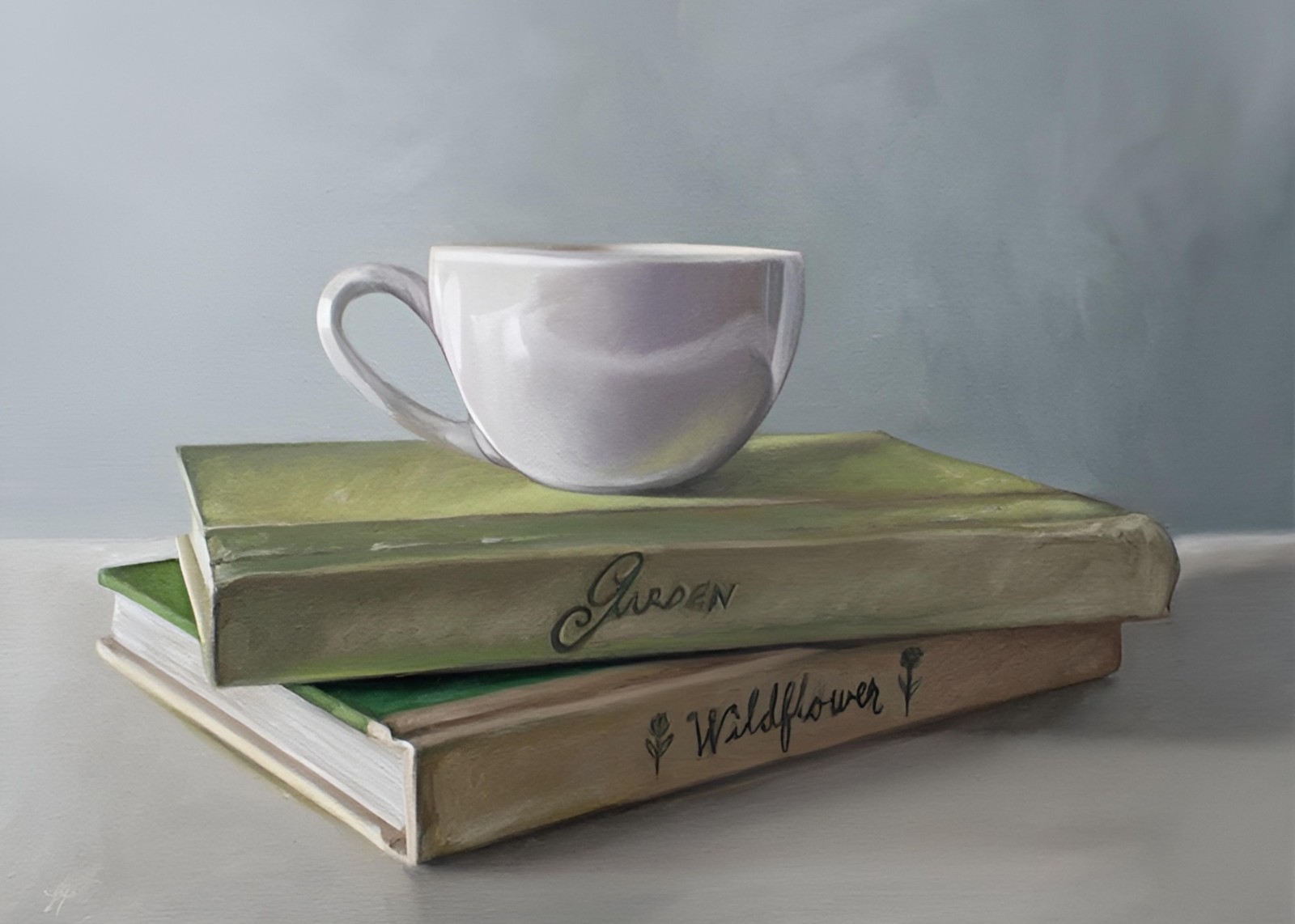 Serene Morning Coffee & Garden Books Wall Art