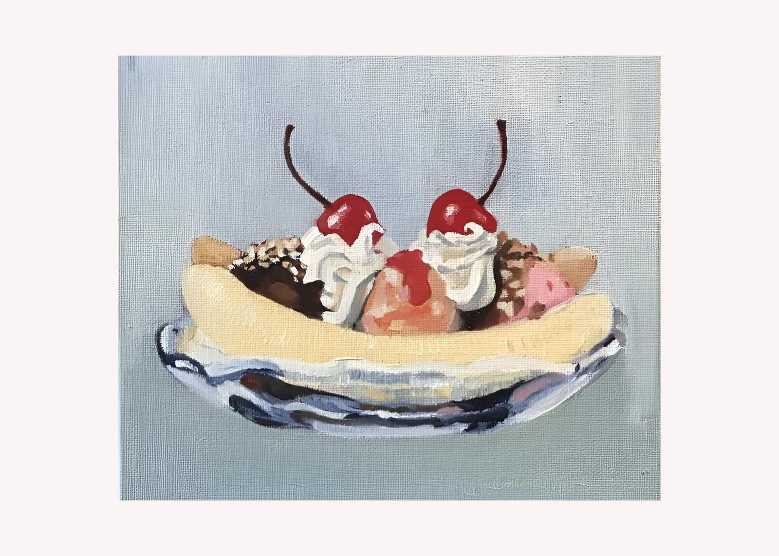 Retro Banana Split Ice Cream Art Wall Art