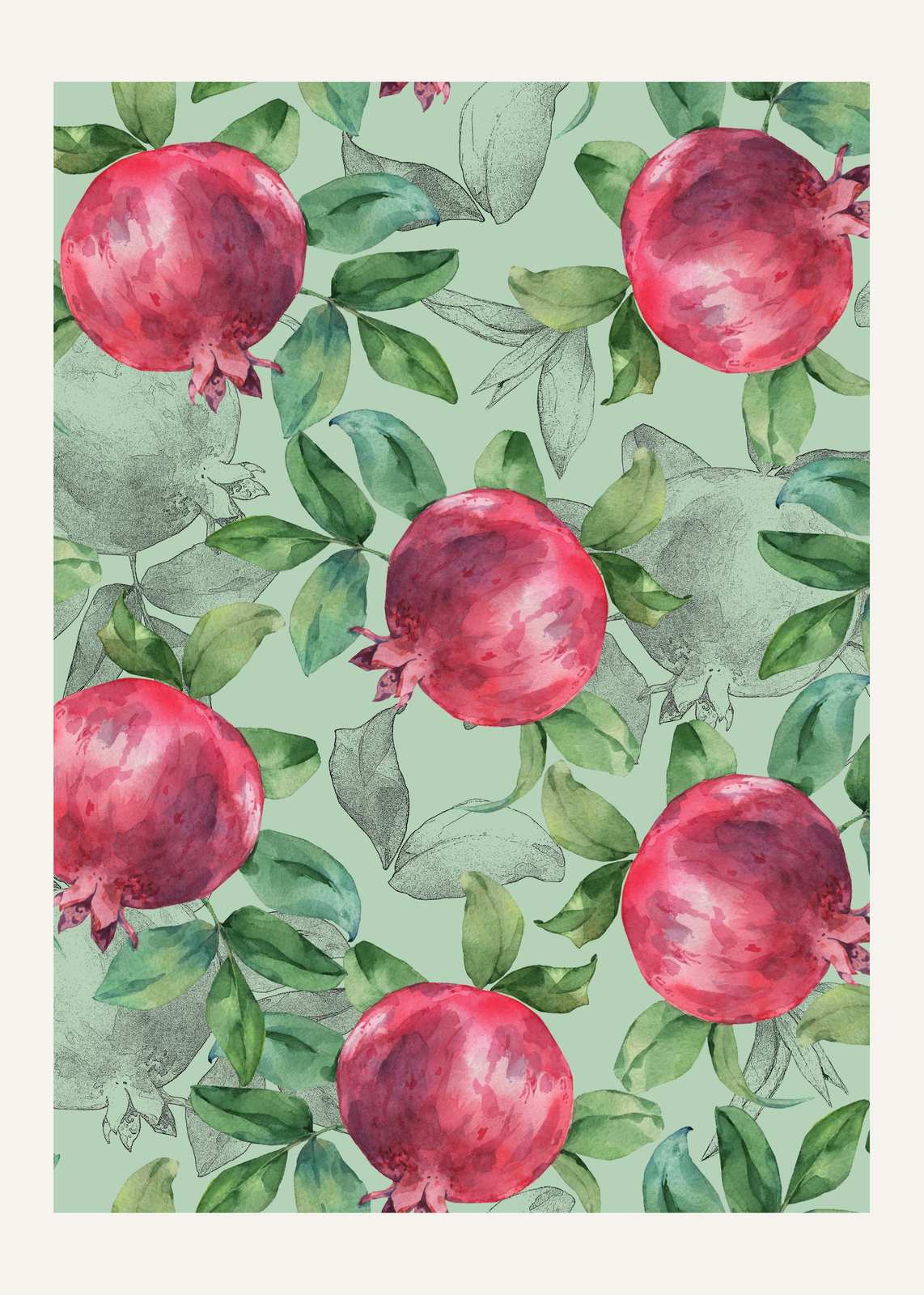 Vibrant Pomegranate Pattern Wall Art
