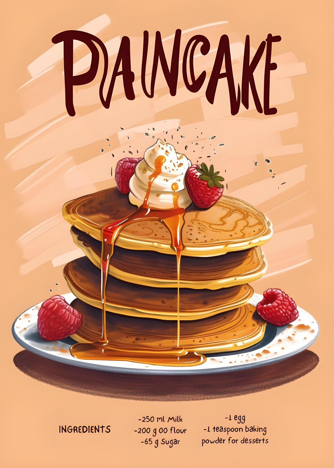 Delicious Pancake Recipe Art Wall Art