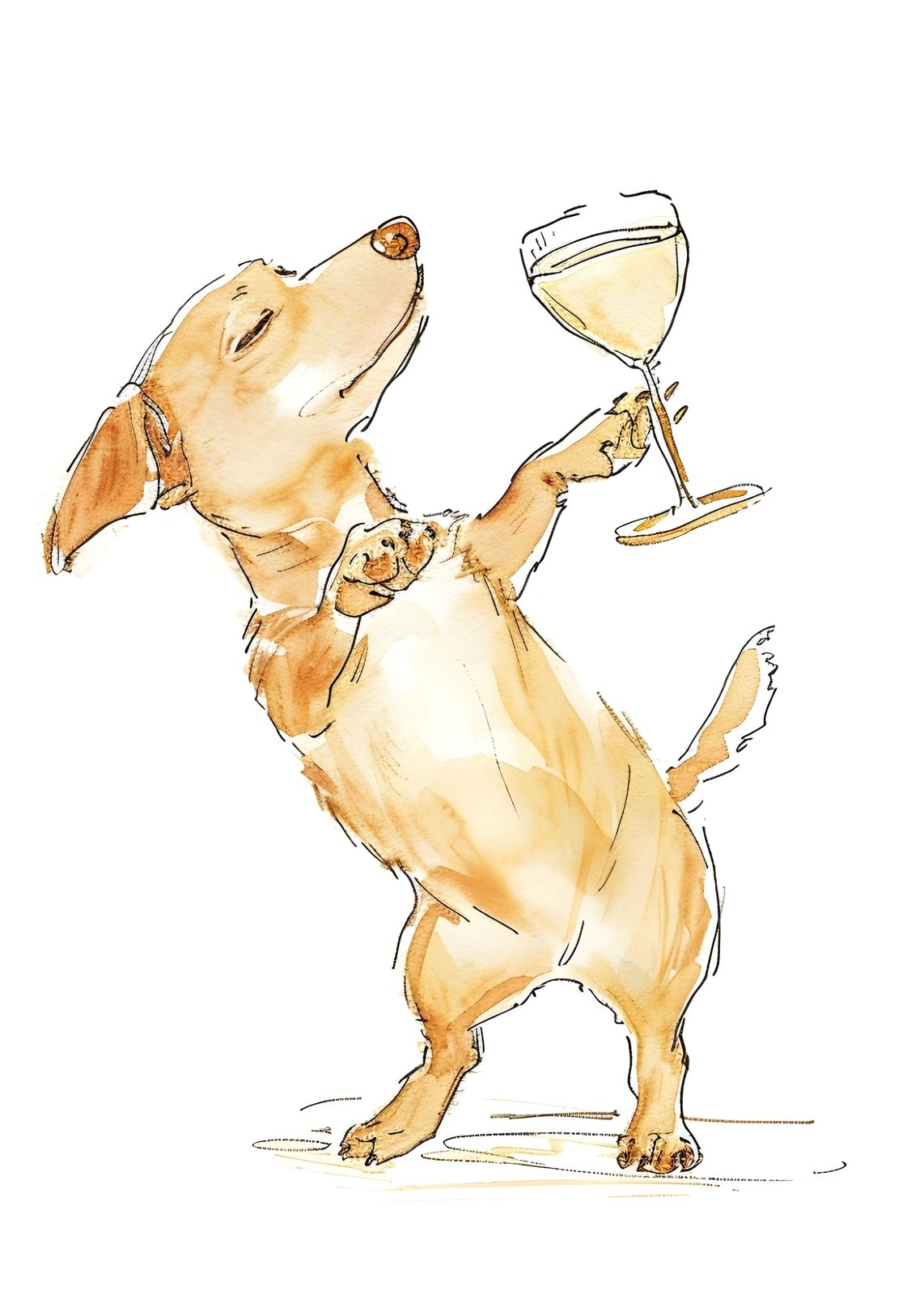 Charming Dog Toasting with Wine Wall Art