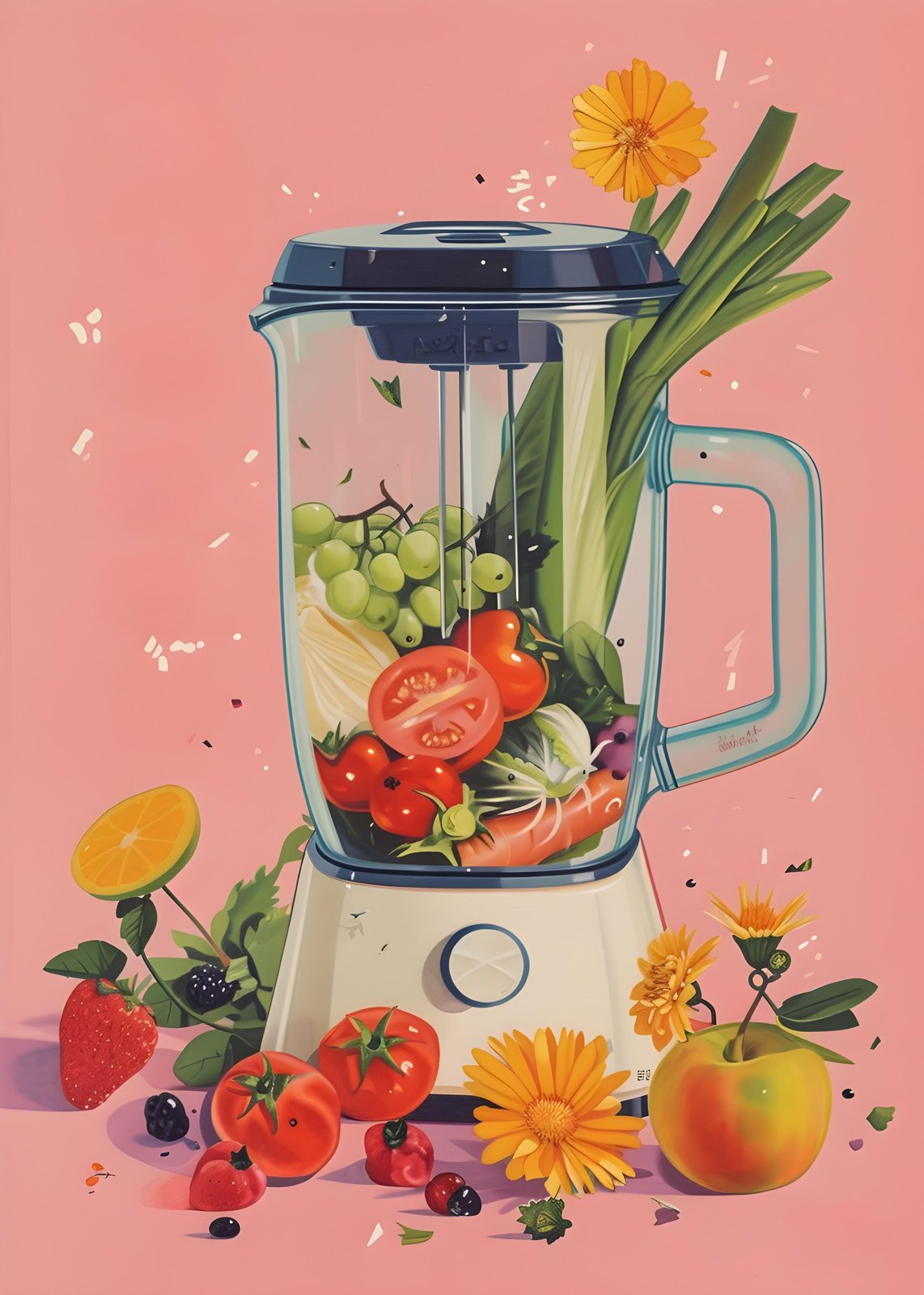 Vibrant Smoothie Blender Fruit & Veggie Wall Art