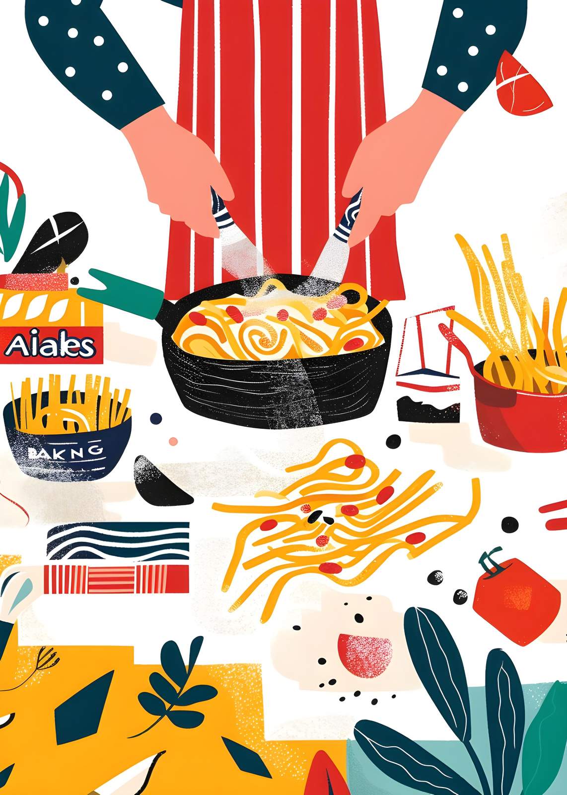 Vibrant Italian Cooking Wall Art