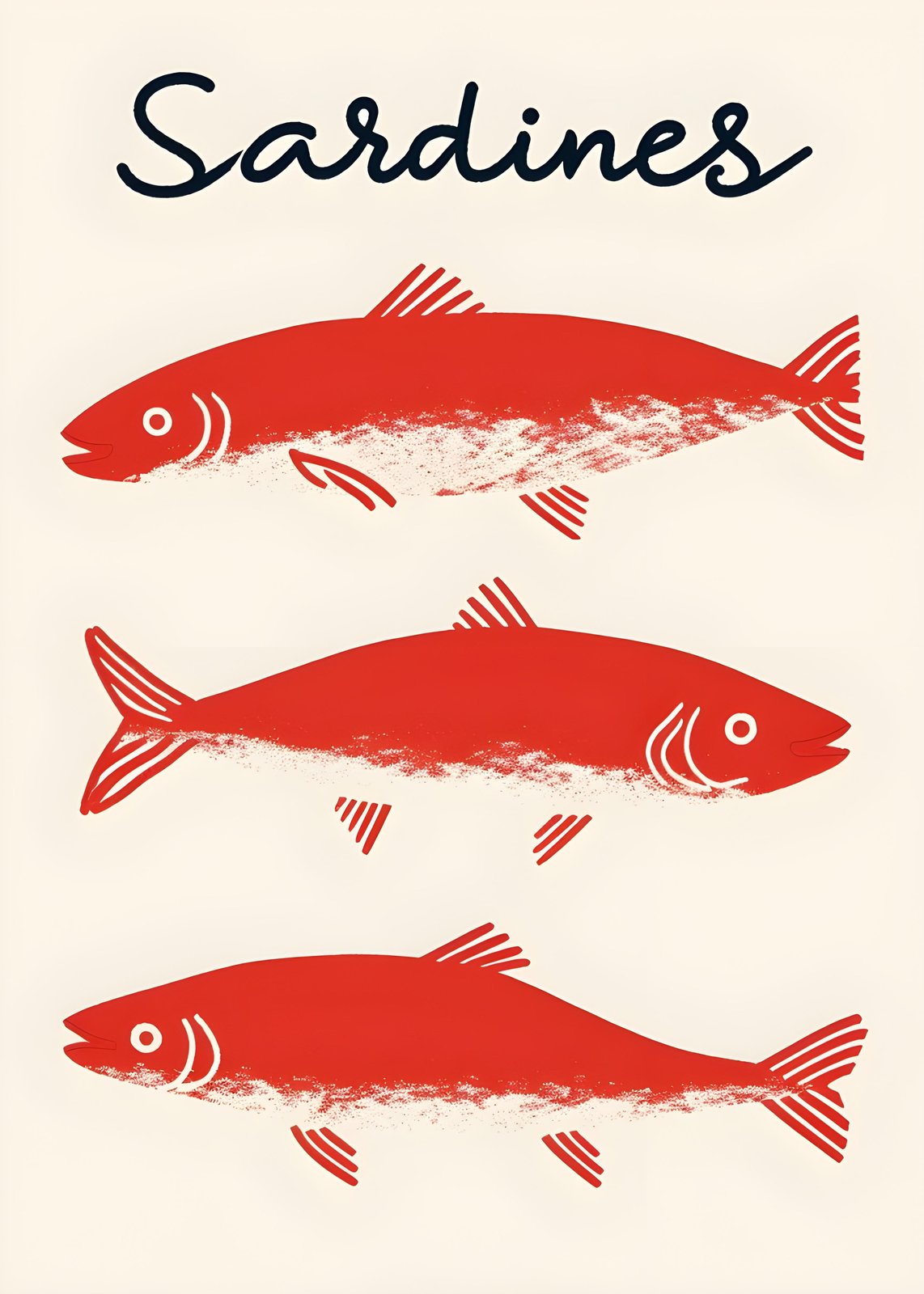 Vibrant Red Sardines Modern Art Wall Art
