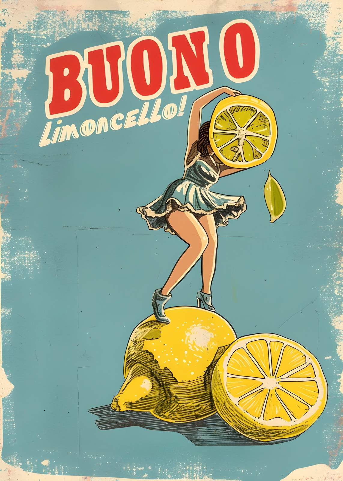 Retro Limoncello Pin-up Lemon Wall Art