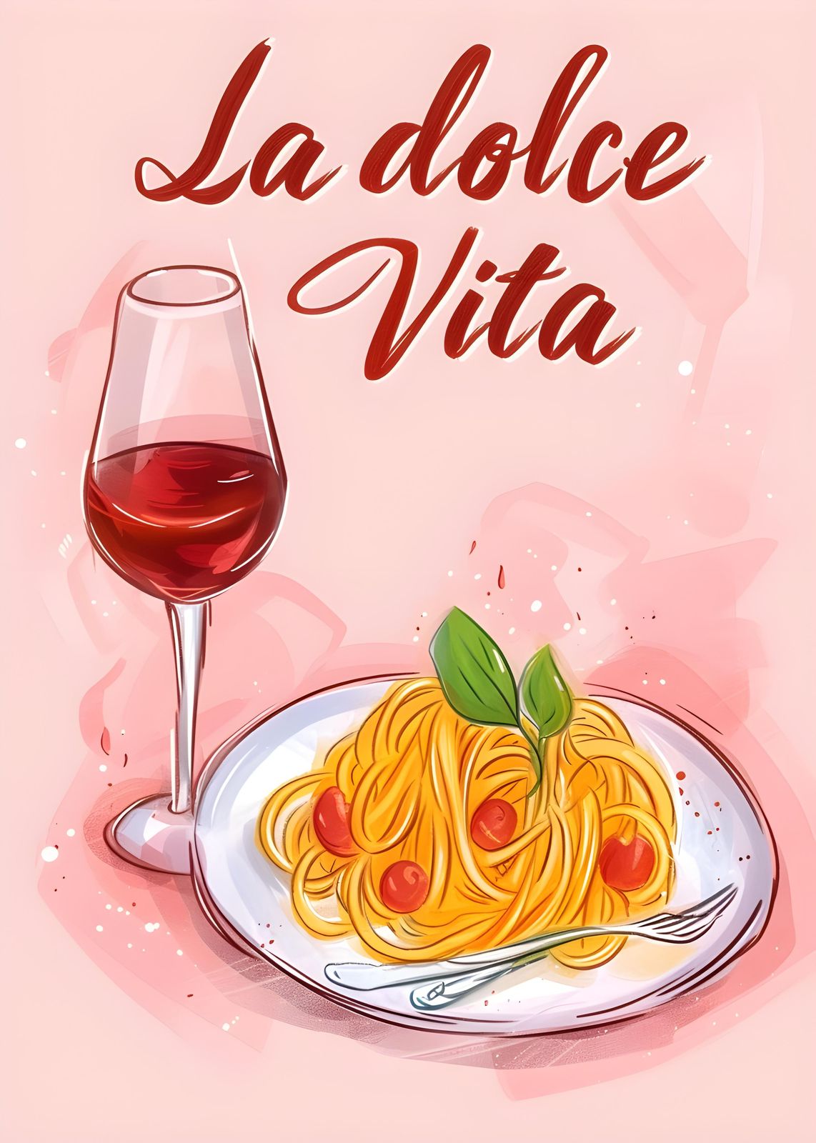 La Dolce Vita Spaghetti Wine Wall Art