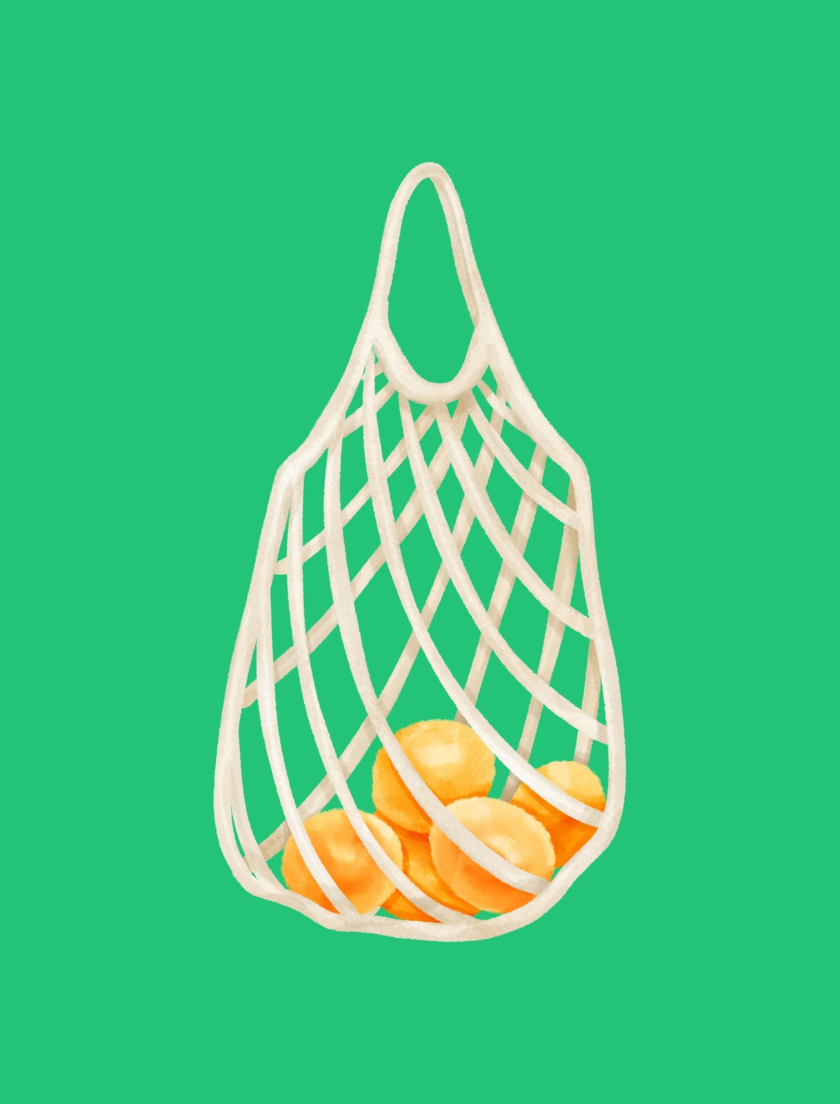 Fresh Oranges in String Bag Wall Art