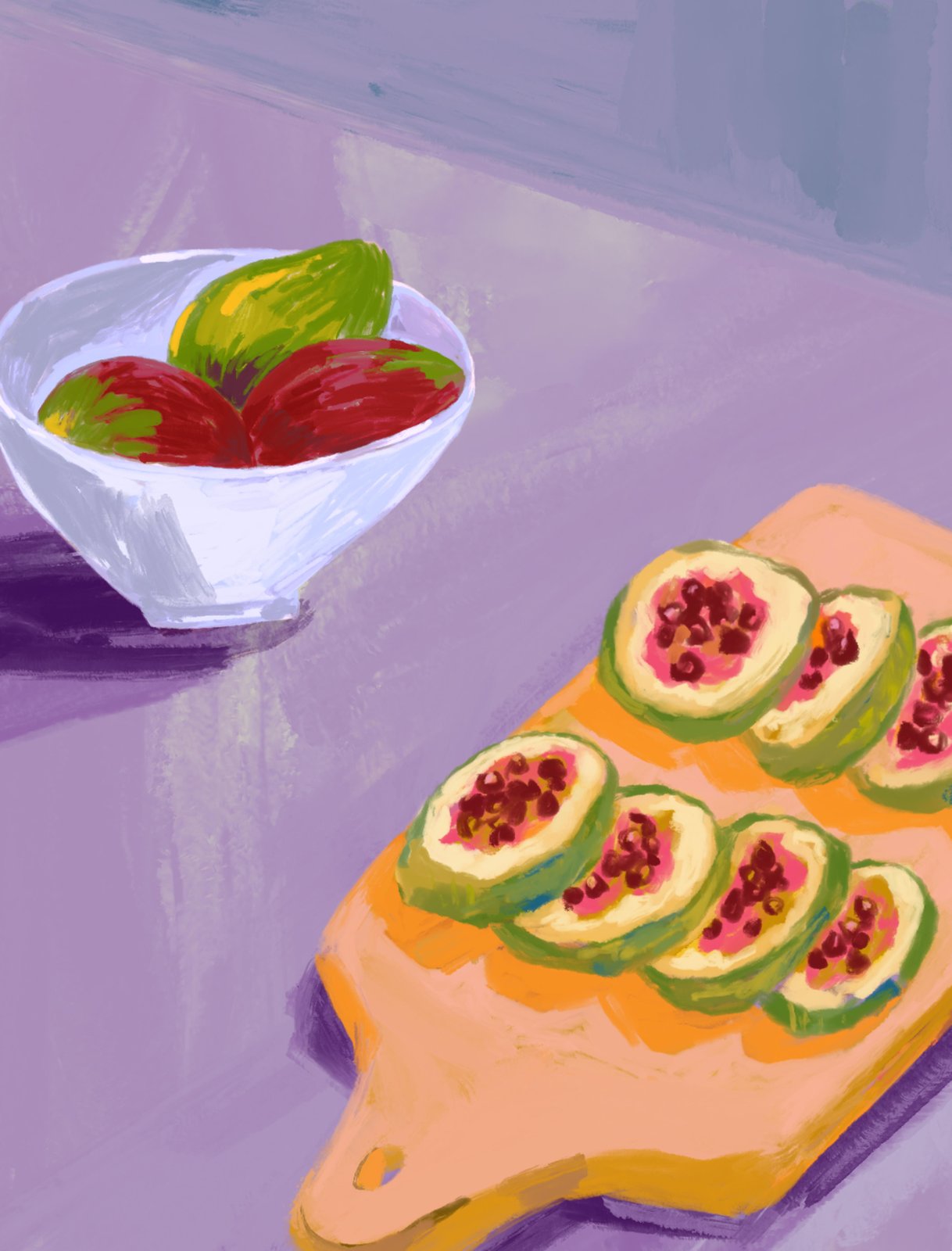 Vibrant Guava Still Life Wall Art
