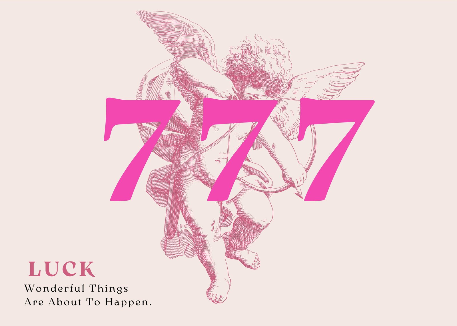 Lucky 777 Angel Cherub Pink Wall Art