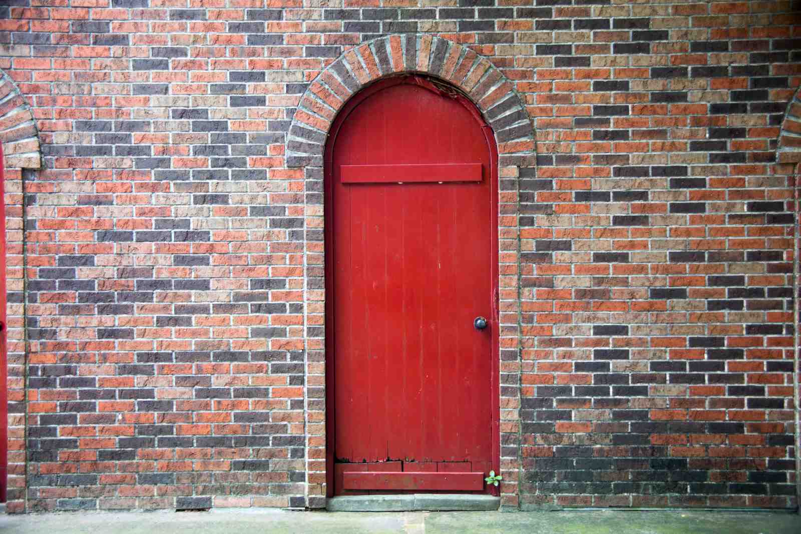 Rustic Red Door Brick Archway Wall Art