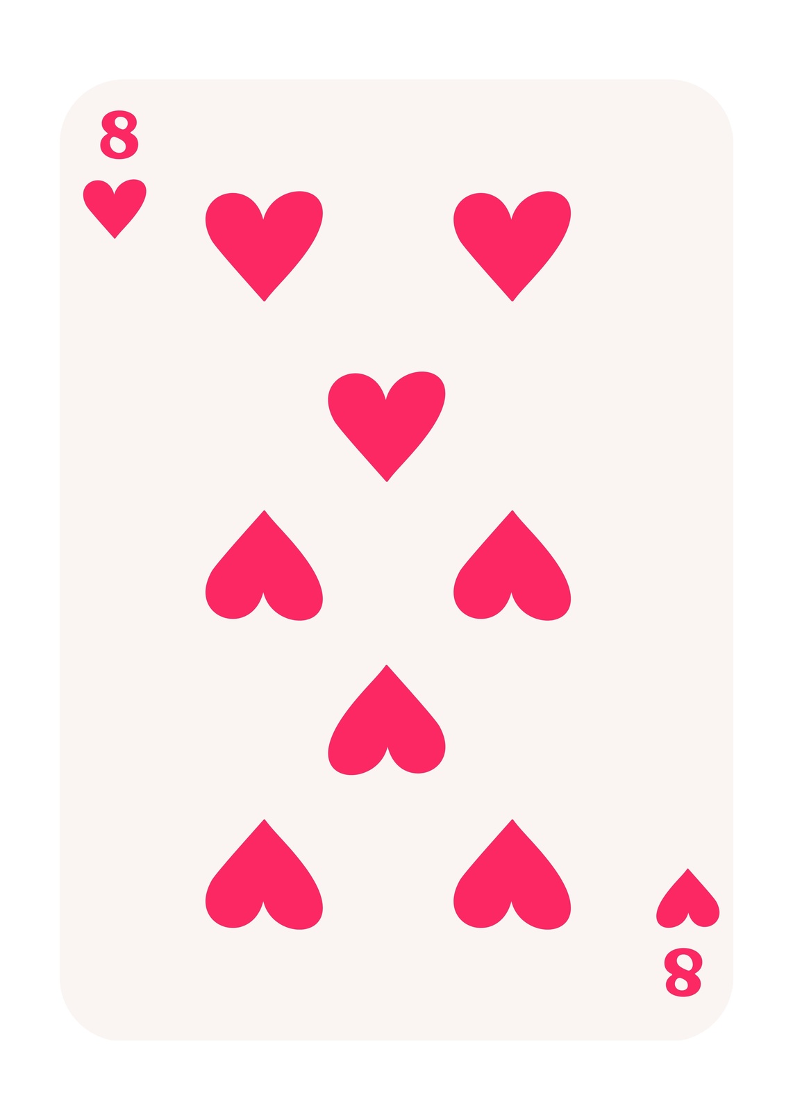 Pink 8 of Hearts Playing Card Wall Art