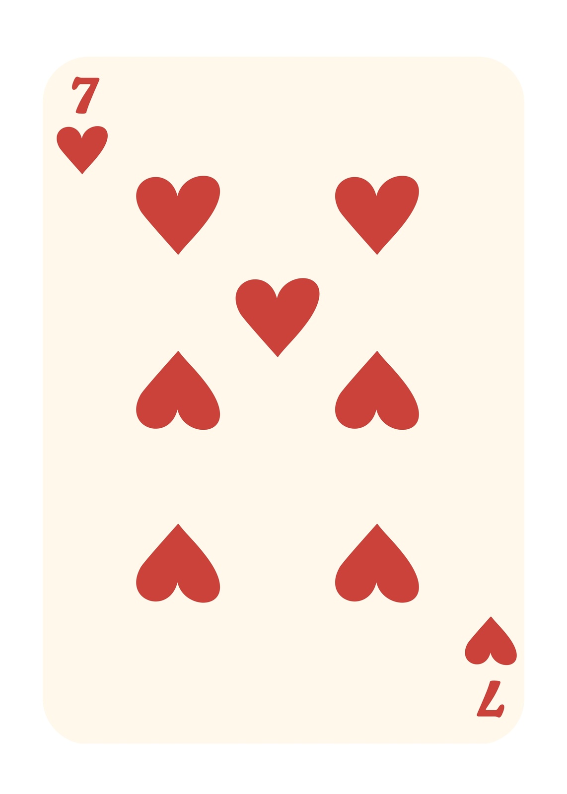 Lucky Seven Hearts Playing Card Wall Art