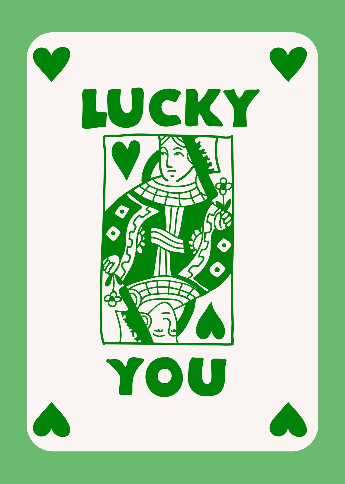Lucky Queen of Hearts Playing Card Wall Art