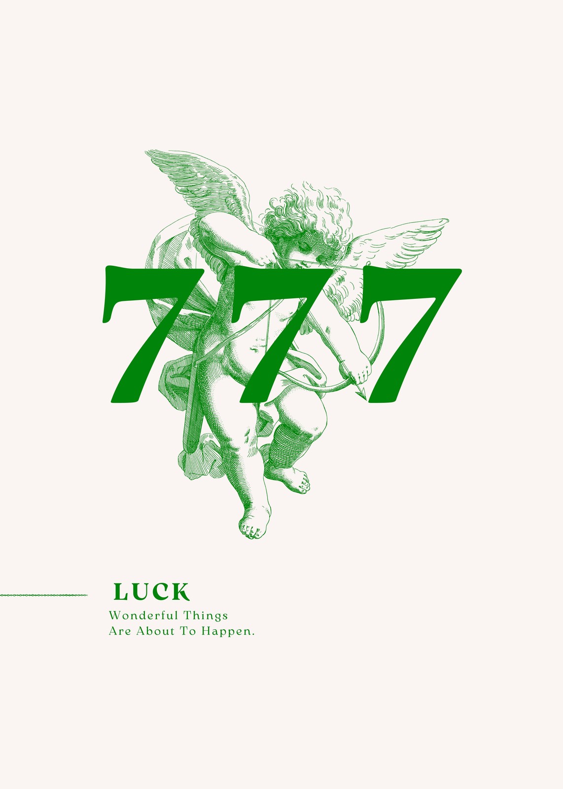 Lucky 777 Cherub Angel Green Wall Art