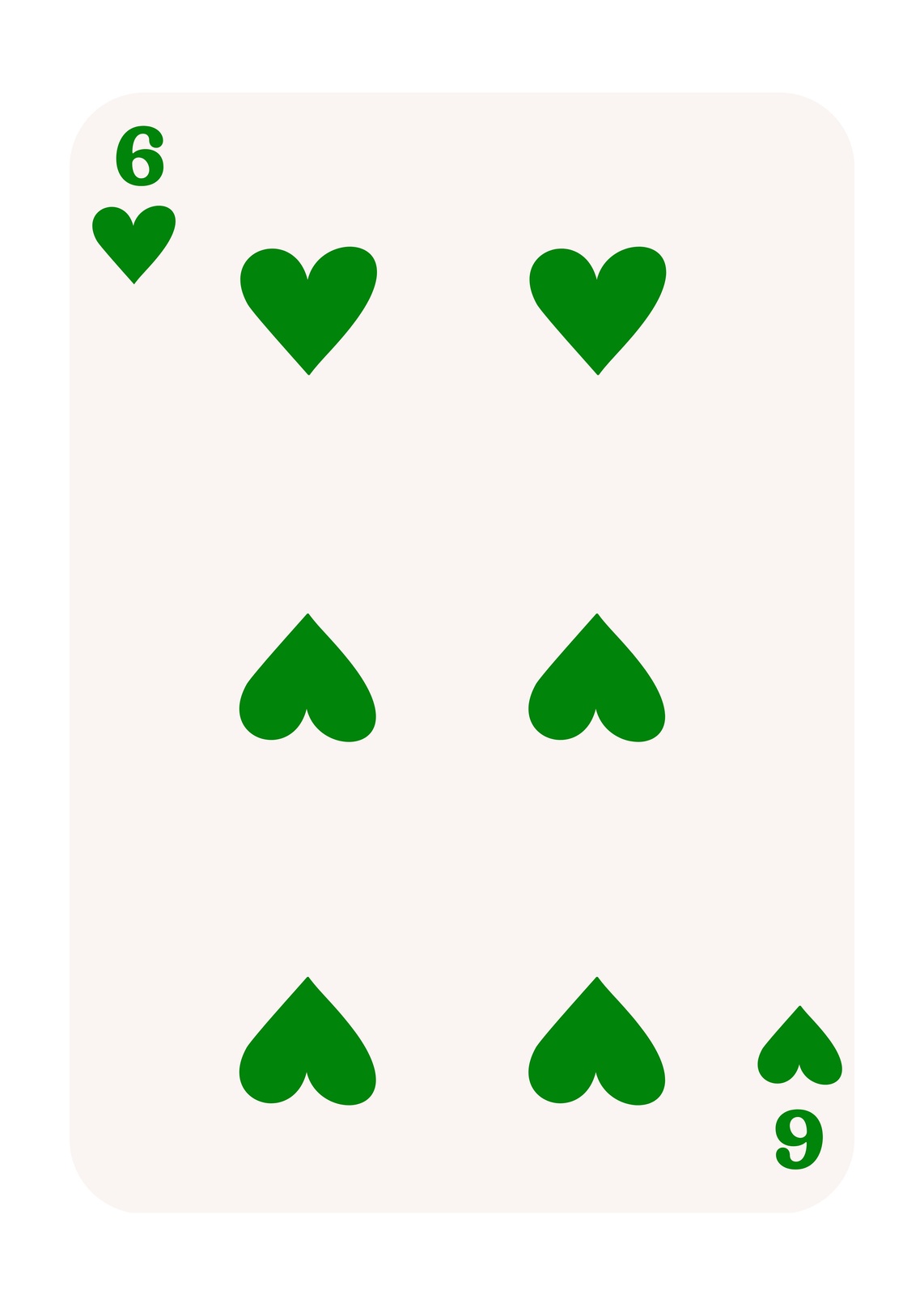 Bold Green Hearts 6 Playing Card Wall Art
