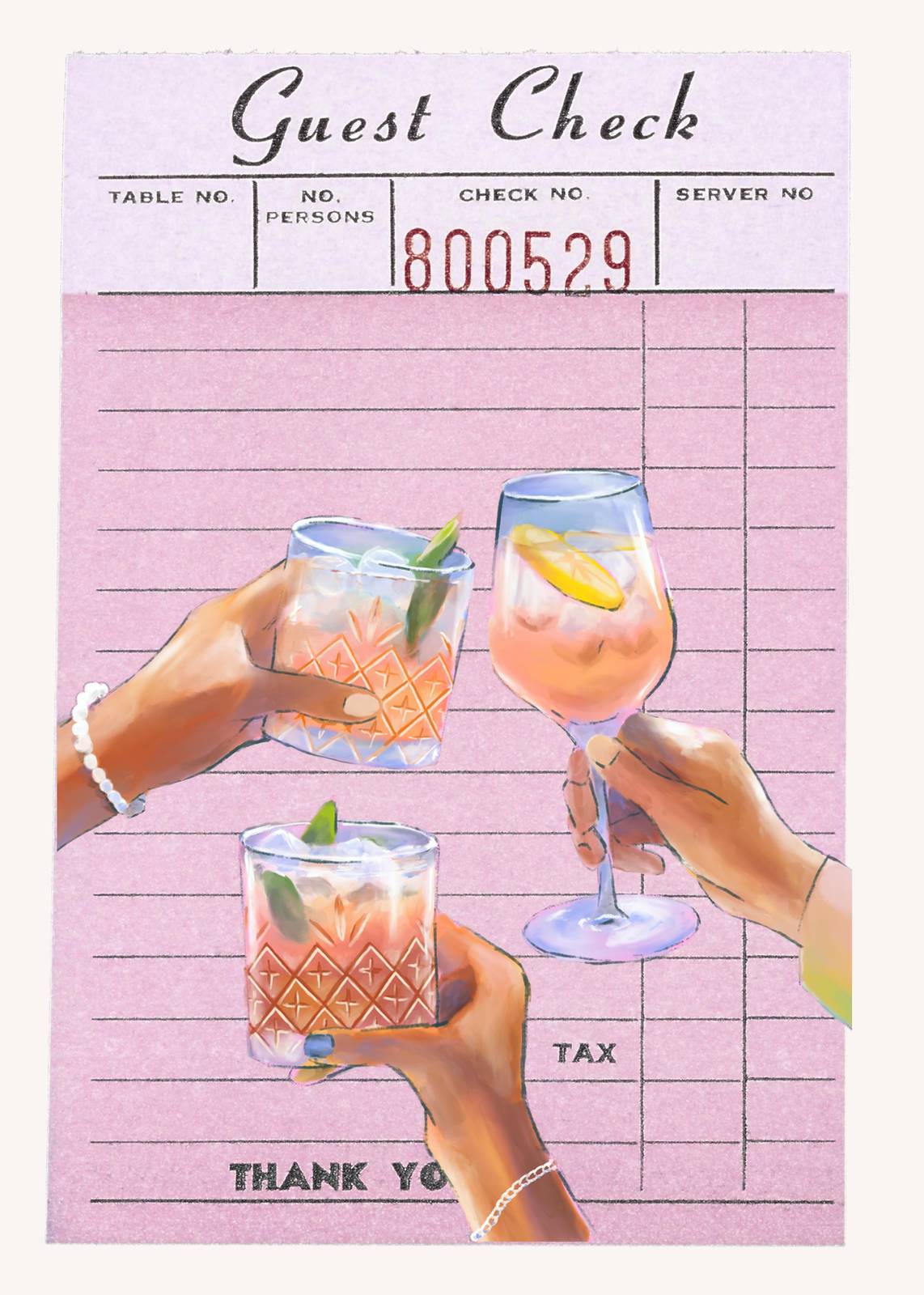 Cocktail Cheers Guest Check Wall Art