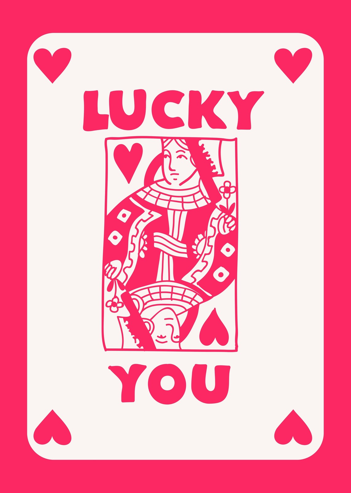 Lucky Queen of Hearts Playful Wall Art