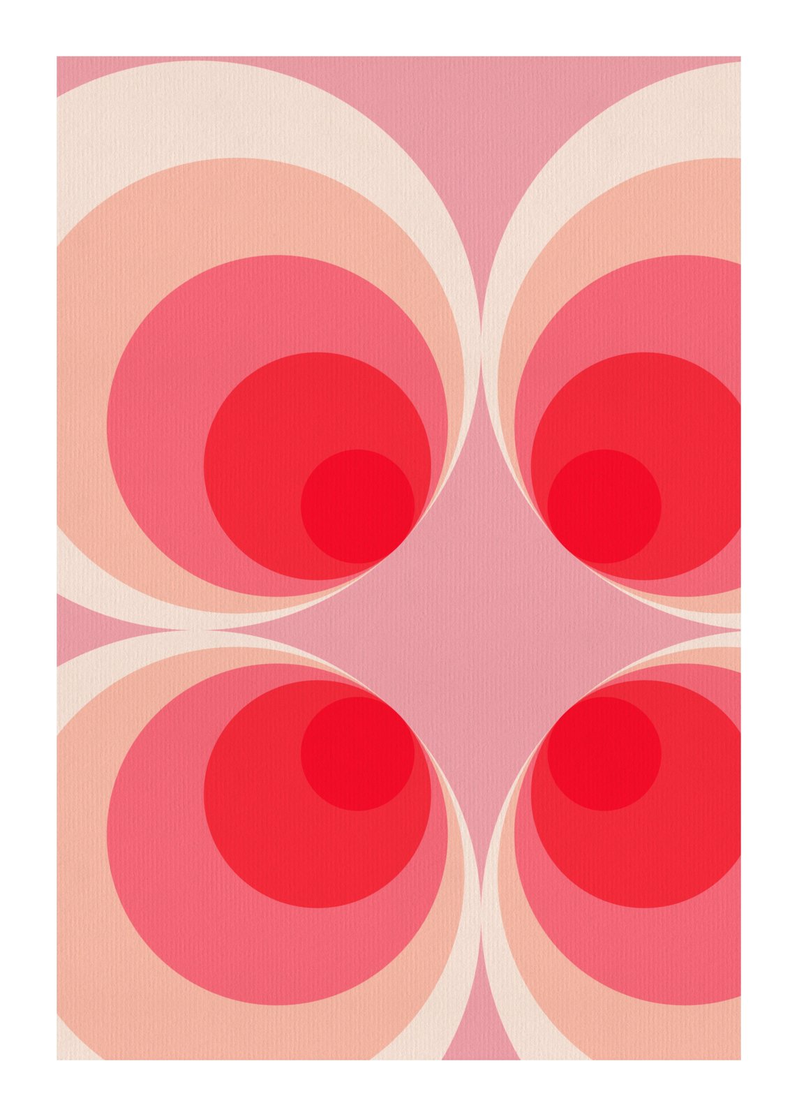 Retro Circles Pink & Red Abstract Wall Art