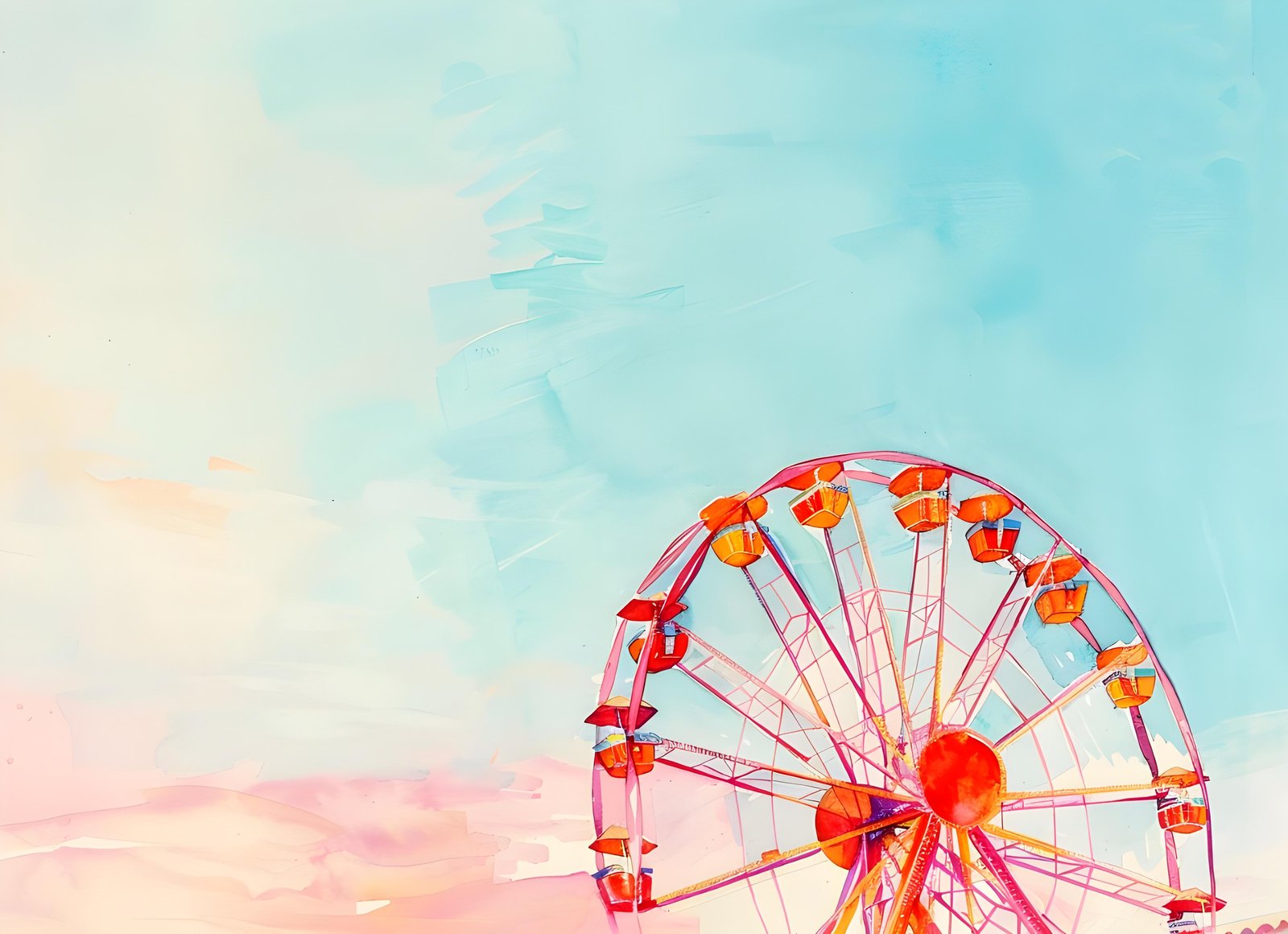 Dreamy Ferris Wheel Watercolor Wall Art