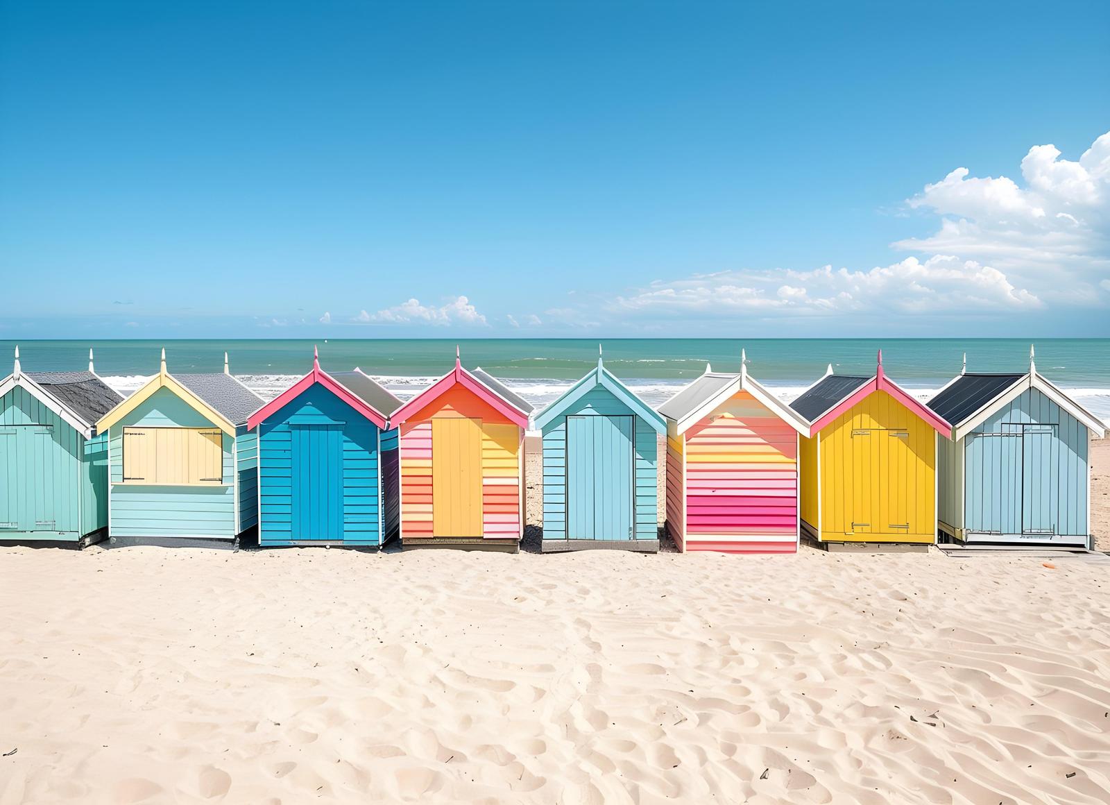 Vibrant Beach Huts Coastal Wall Art