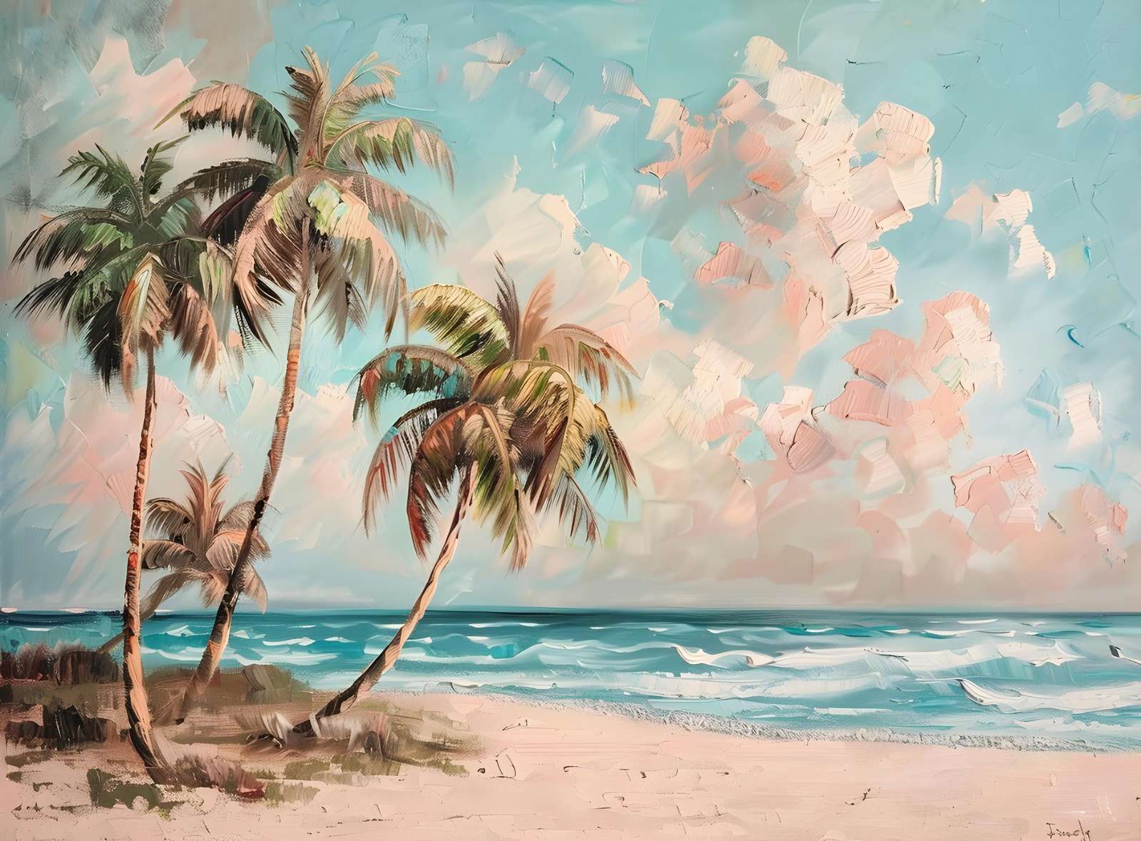 Serene Palm Paradise Beach Wall Art