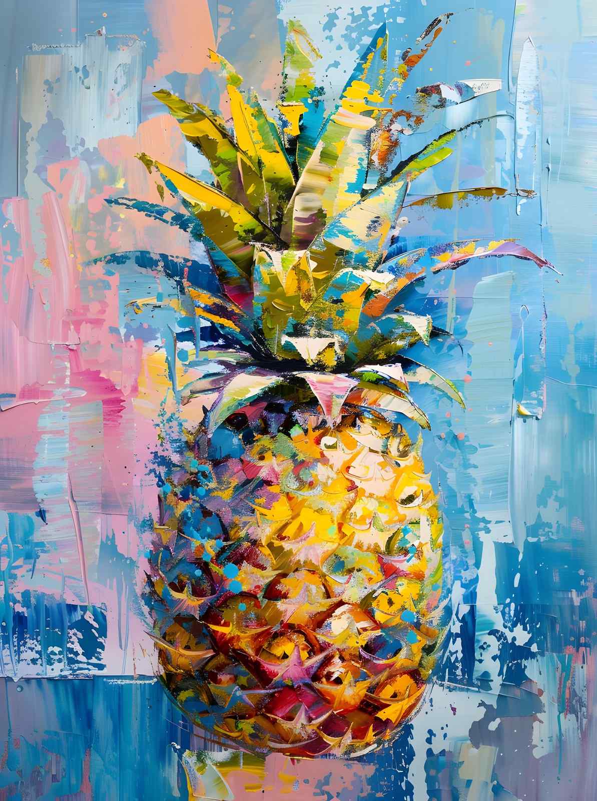 Vibrant Pineapple Textured Art Wall Art