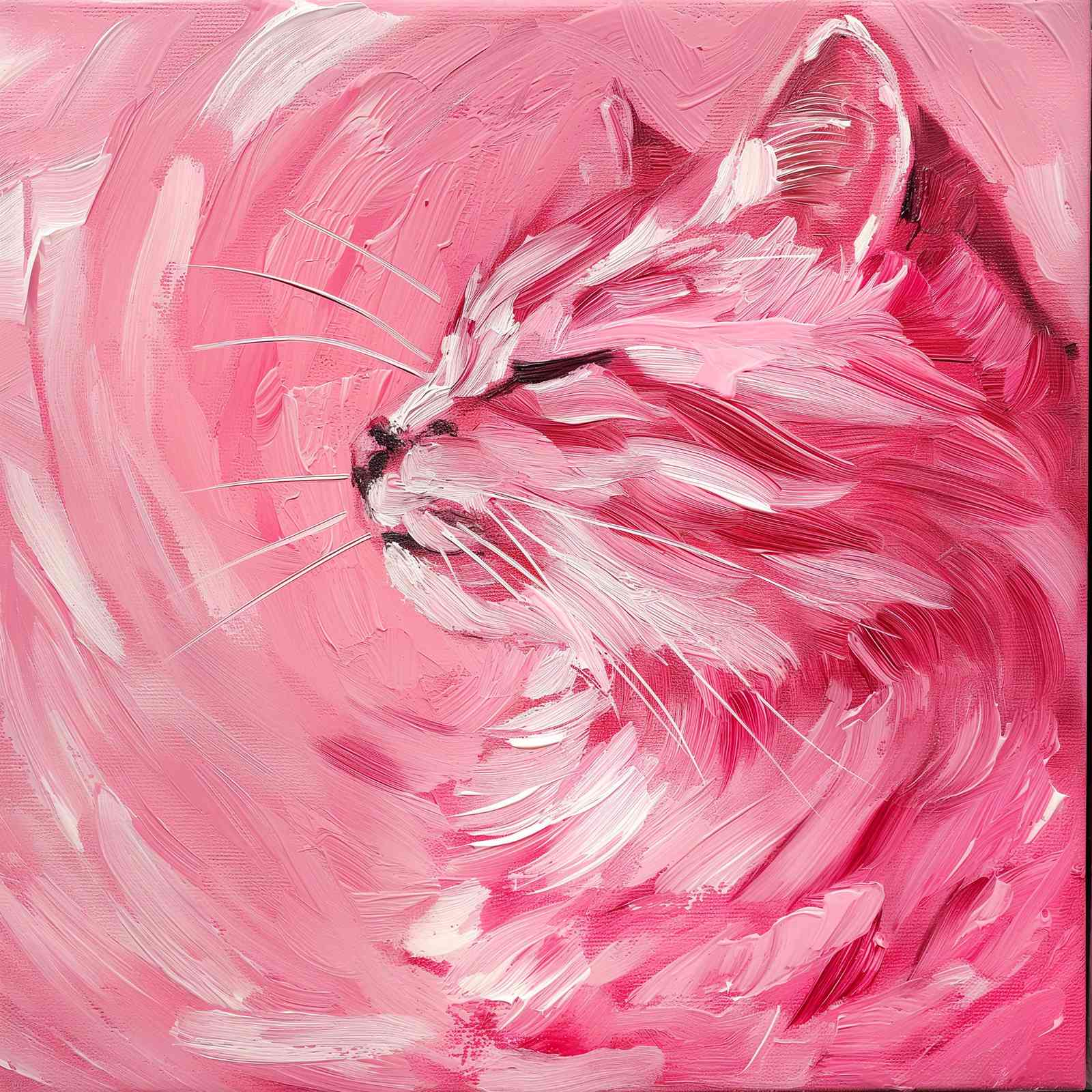 Dreamy Pink Cat Face Wall Art for Cozy Spaces
