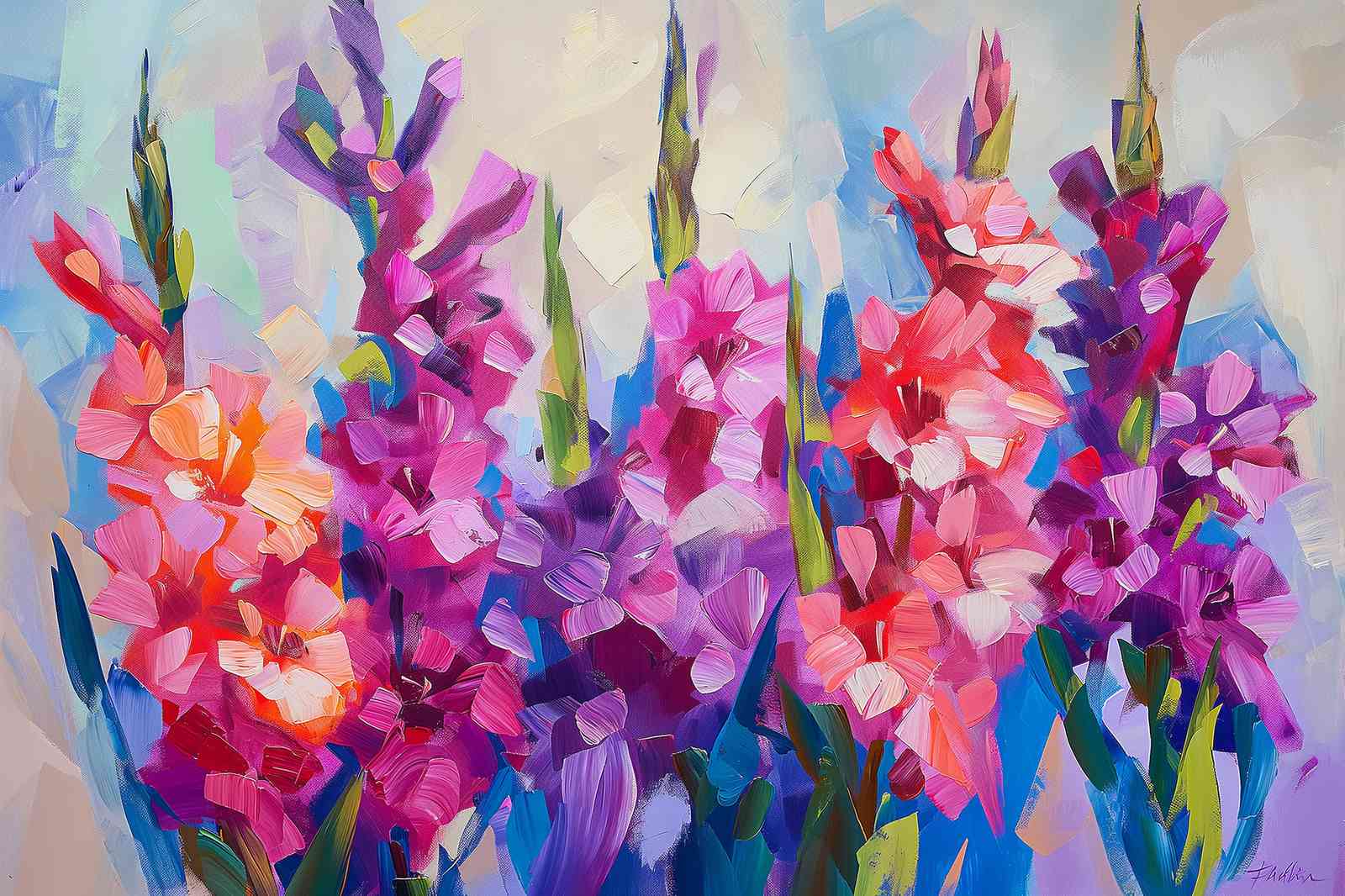 Vibrant Gladiolus Floral Impressionist Wall Art