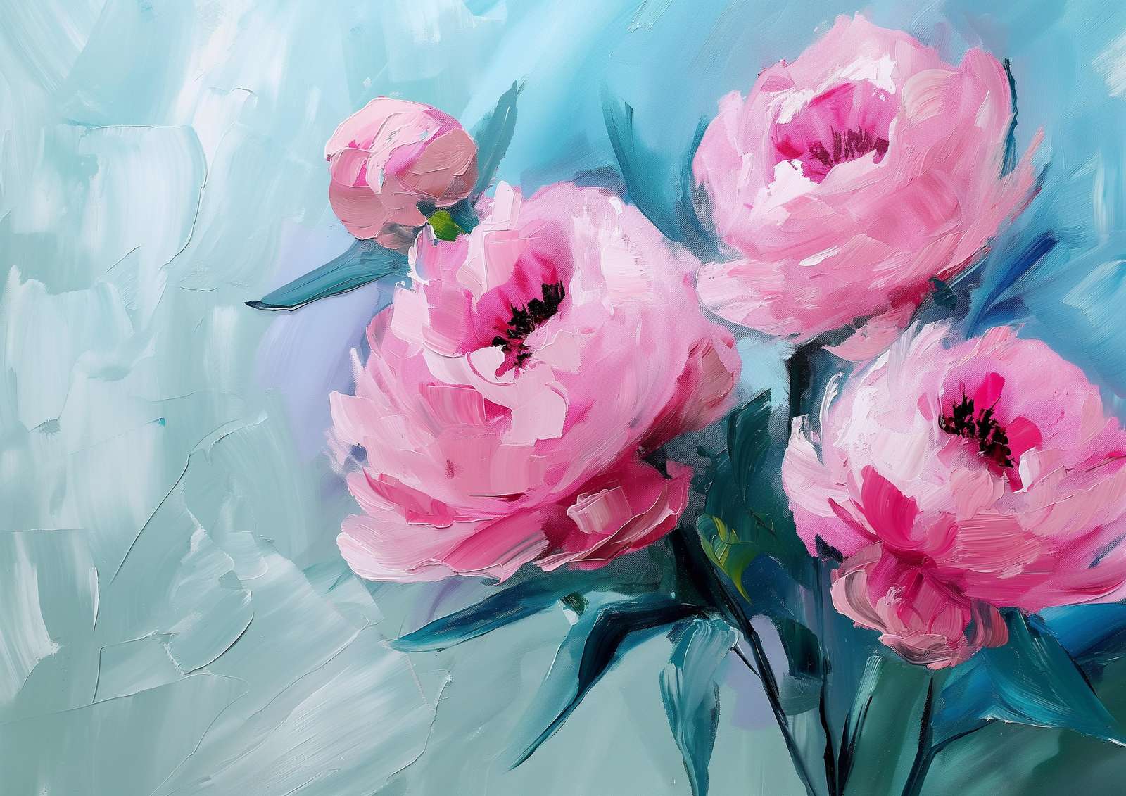 Impressionist Pink Peonies Wall Art