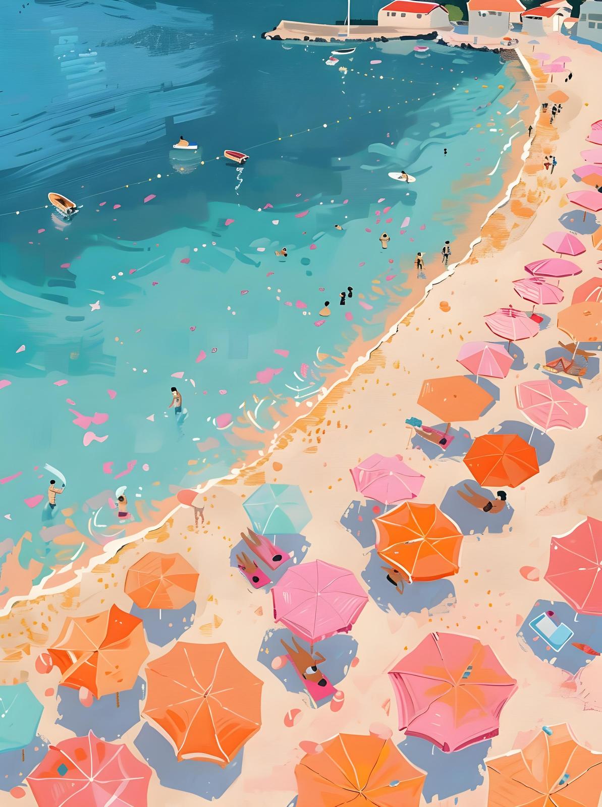 Vibrant Beach Scene Wall Art
