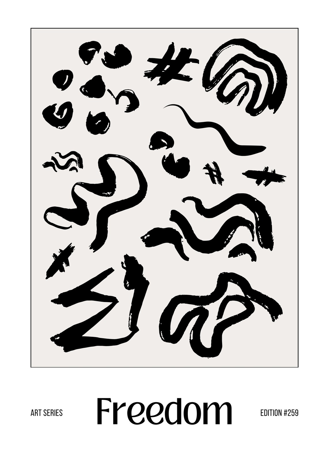 Abstract Black & White Brushstroke Wall Art