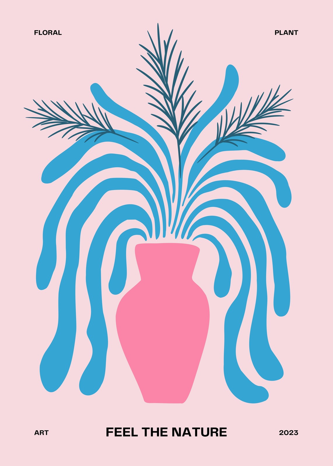 Abstract Floral & Plant Pink Vase Wall Art