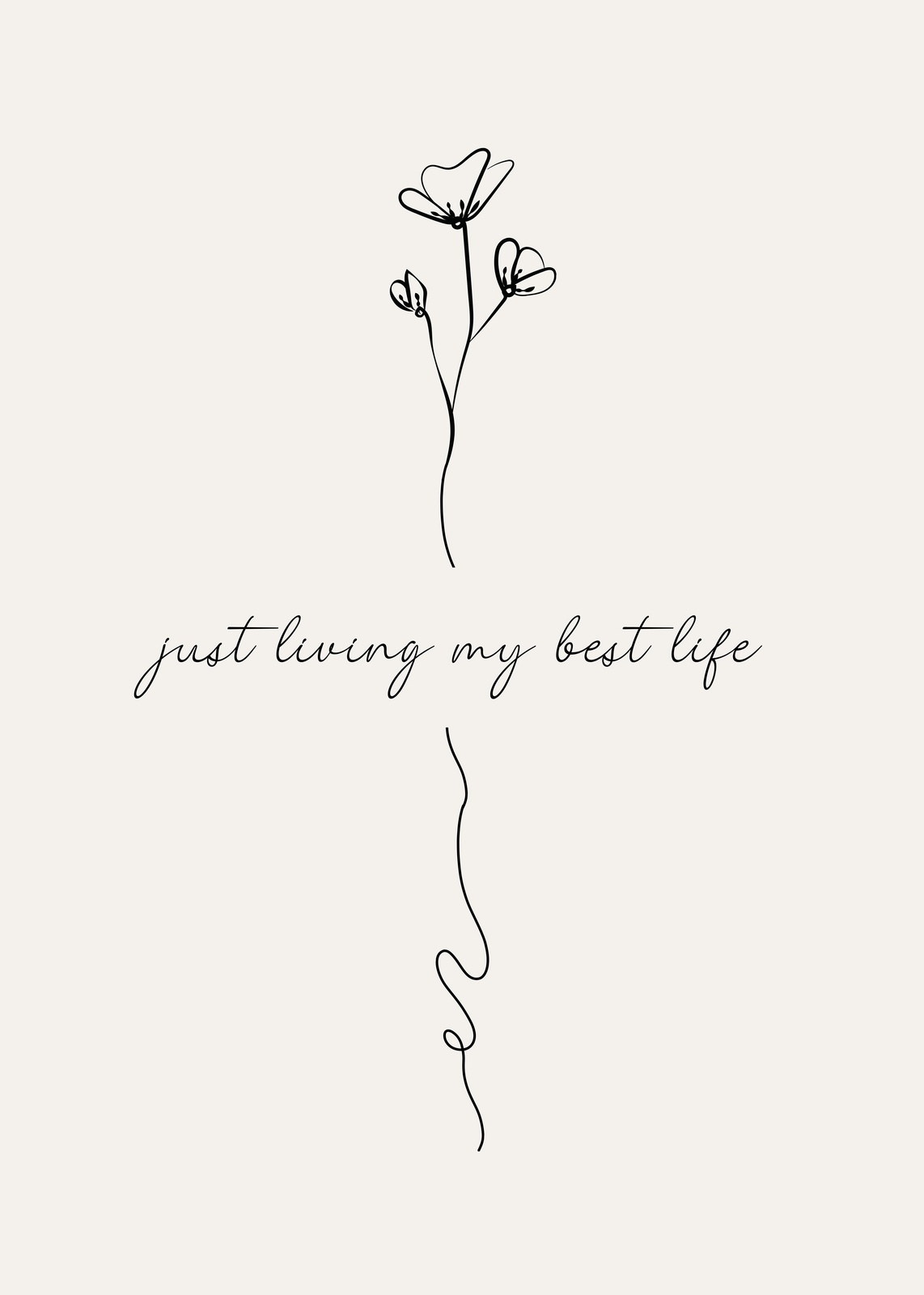 Minimalist Floral "Best Life" Quote Wall Art