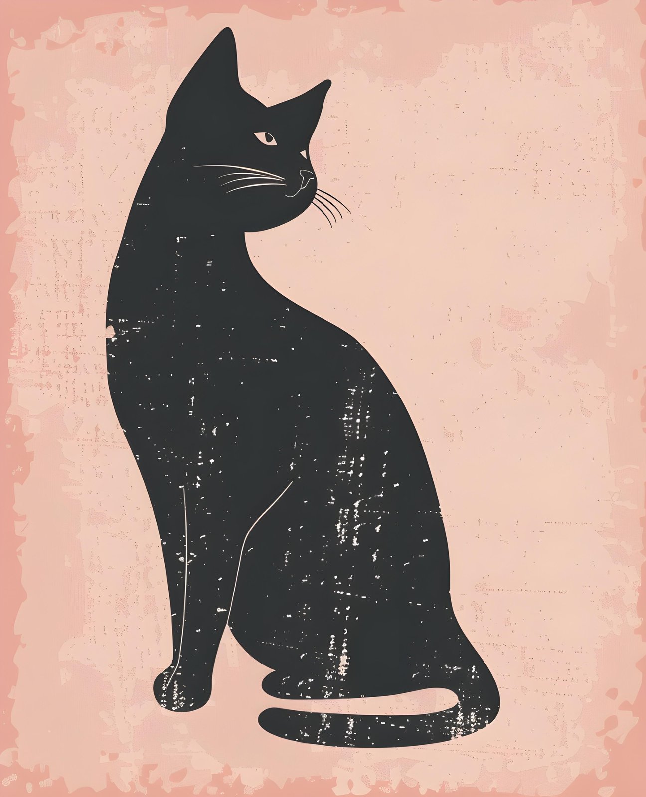 Chic Black Cat Silhouette Vintage Charm Wall Art
