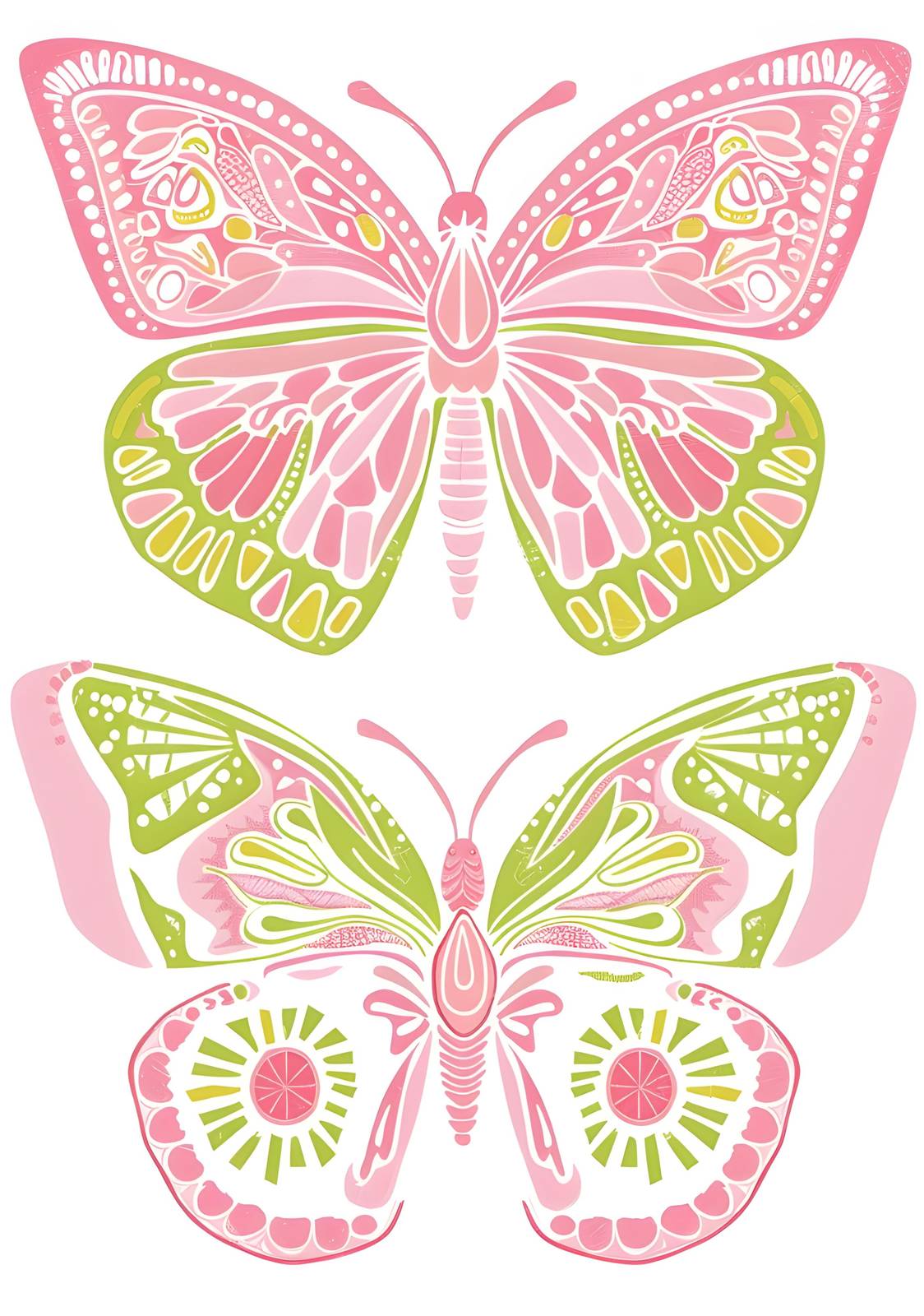 Pink & Green Mandala Butterfly Wall Art